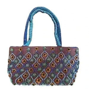 Karma Silk and and Beaded Handbag. Floral Vintage